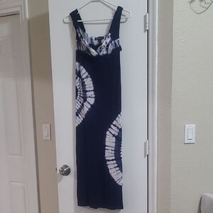 INC International Concepts Navy and White Maxi Dress